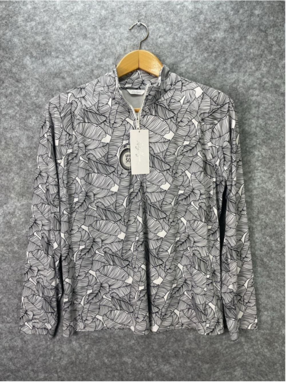 Lady Hagen Pullover Womens XL White Floral 1/4 Zip Mock Neck Golf Top UPF 50+